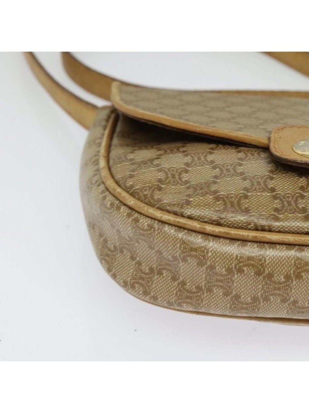 Authentic CELINE Macadam Canvas Shoulder Bag PVC Beige Gold - Picture 2 of 16